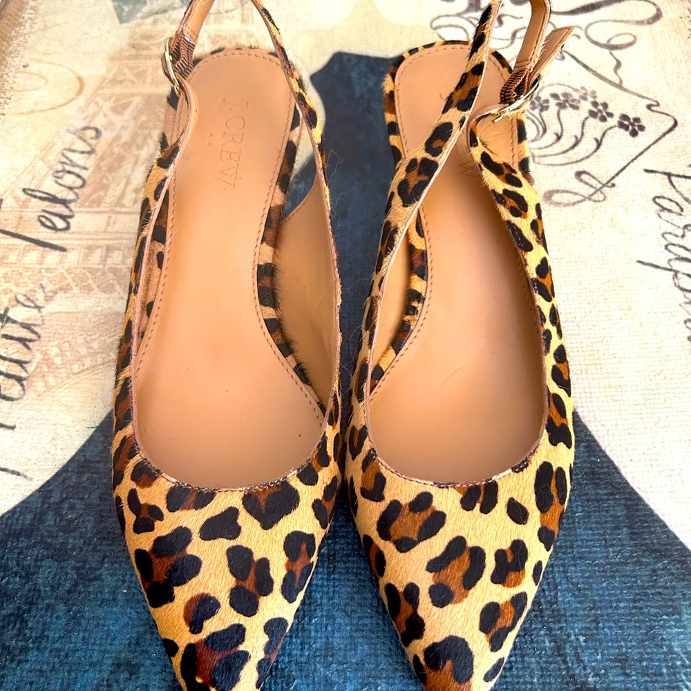 NWOT J Crew leather animal print heels size 6.5